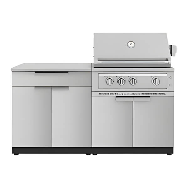 NewAge Outdoor Kitchens Stainless Steel 4-Piece Outdoor Kitchen Set with 33-Inch Natural Gas Platinum Grill-67253-Garage Giant