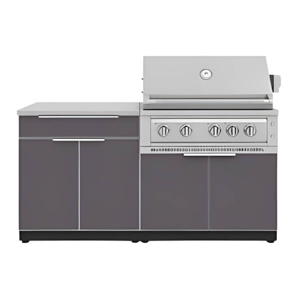 NewAge Outdoor Kitchens Aluminum Slate Grey 4-Piece Outdoor Kitchen Set with 36-Inch Natural Gas Platinum Grill-67320-Garage Giant