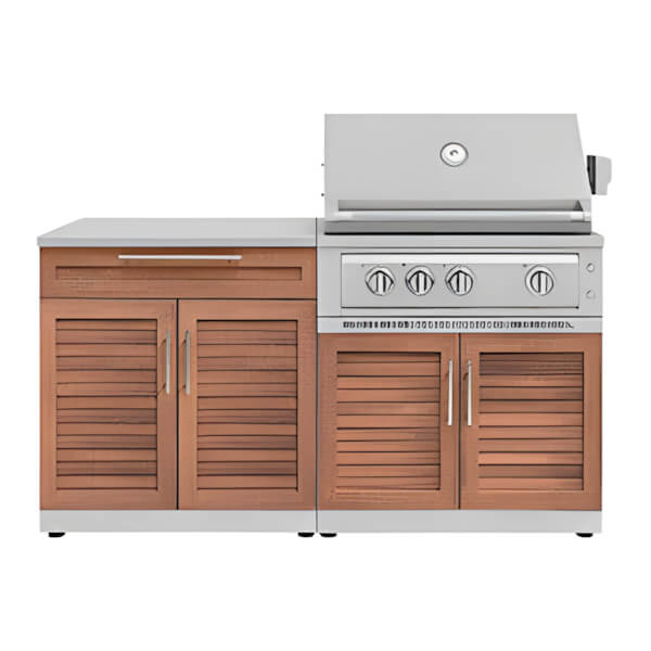 NewAge Outdoor Kitchens Grove 4-Piece Outdoor Kitchen Set with 33-Inch Natural Gas Platinum Grill-67288-Garage Giant