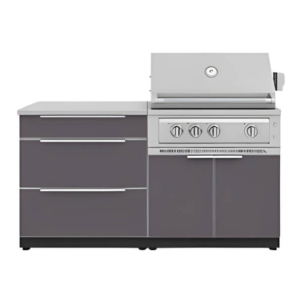 NewAge Outdoor Kitchens Aluminum Slate Grey 4-Piece Outdoor Kitchen Set with 33-Inch Liquid Propane Platinum Grill-67278-Garage Giant