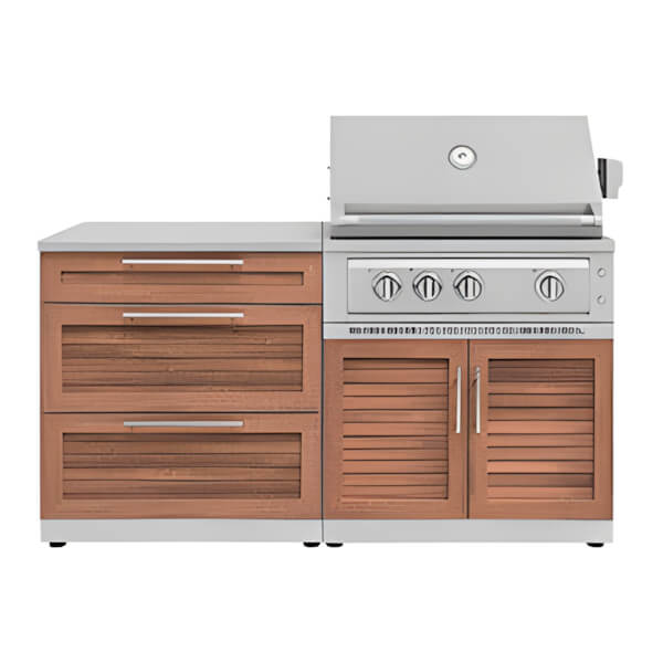 NewAge Outdoor Kitchens Grove 4-Piece Outdoor Kitchen Set with 33-Inch Liquid Propane Platinum Grill-67294-Garage Giant