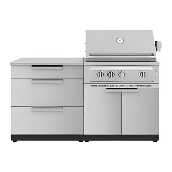 NewAge Outdoor Kitchens Stainless Steel 4-Piece Outdoor Kitchen Set with 33-Inch Natural Gas Platinum Grill-67252-Garage Giant