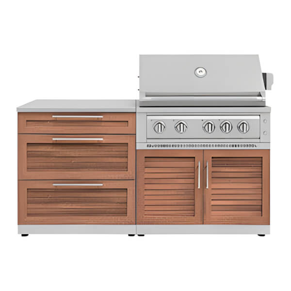 NewAge Outdoor Kitchens Grove 4-Piece Outdoor Kitchen Set with 36-Inch Liquid Propane Platinum Grill-67342-Garage Giant