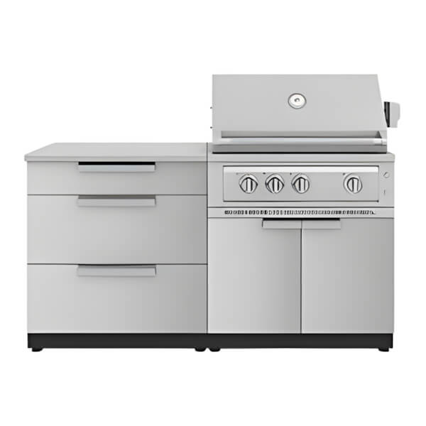 NewAge Outdoor Kitchens Stainless Steel 4-Piece Outdoor Kitchen Set with 33-Inch Liquid Propane Platinum Grill-67260-Garage Giant
