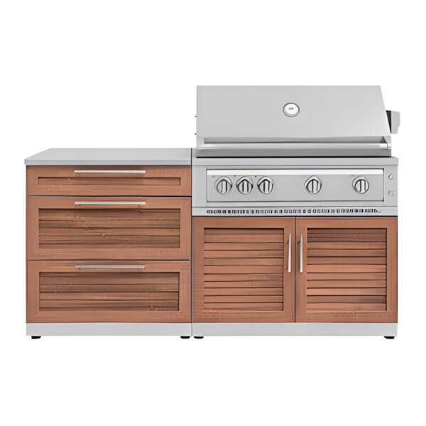 NewAge Outdoor Kitchens Grove 4-Piece Outdoor Kitchen Set with 40-Inch Liquid Propane Platinum Grill-67390-Garage Giant