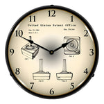 Collectable Sign and Clock 1980 Atari 2600 Joystick Controller Patent Blueprint Backlit Wall Clock-22091343-Garage Giant 