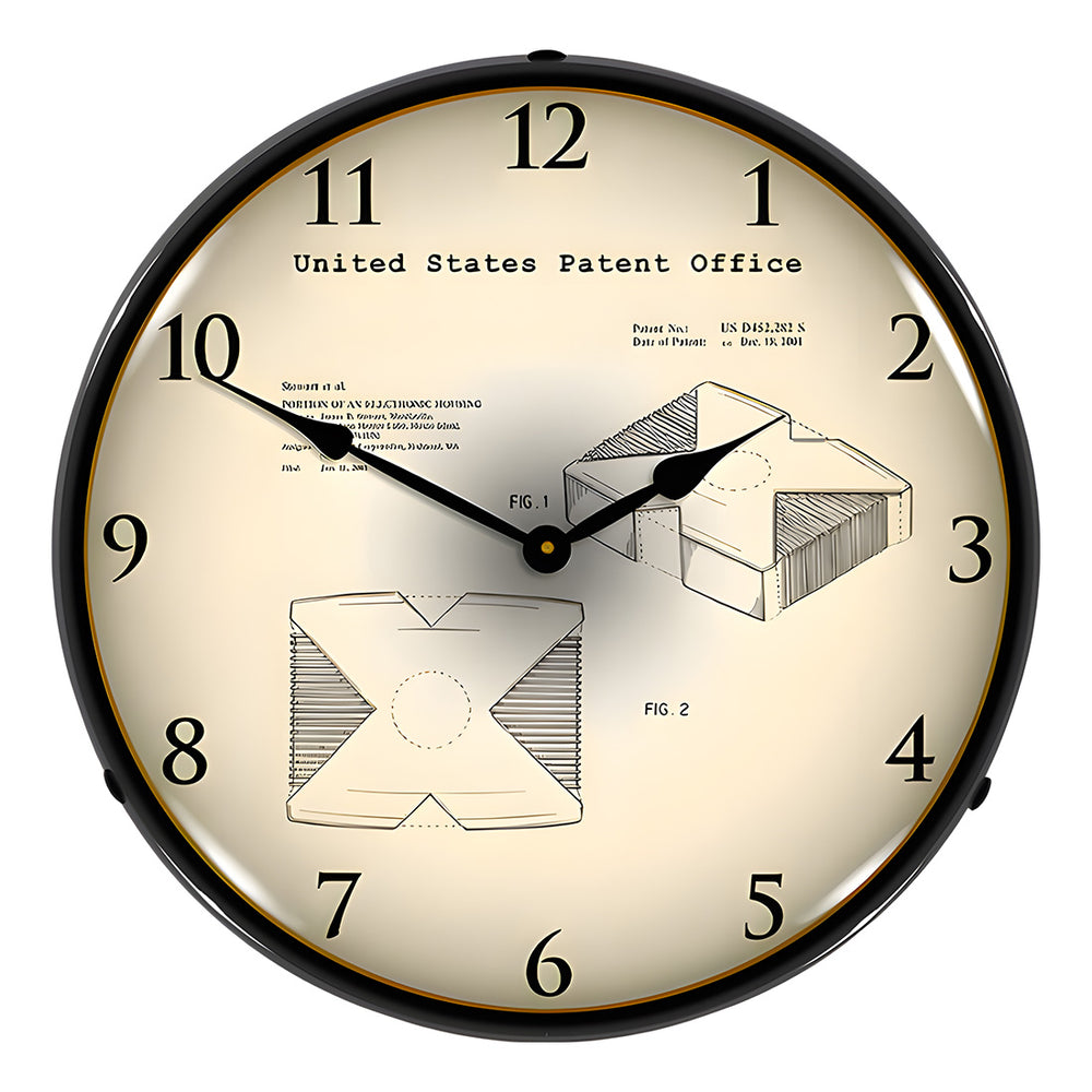 Collectable Sign and Clock 2001 Microsoft Xbox System Patent Blueprint Backlit Wall Clock-22091350-Garage Giant
