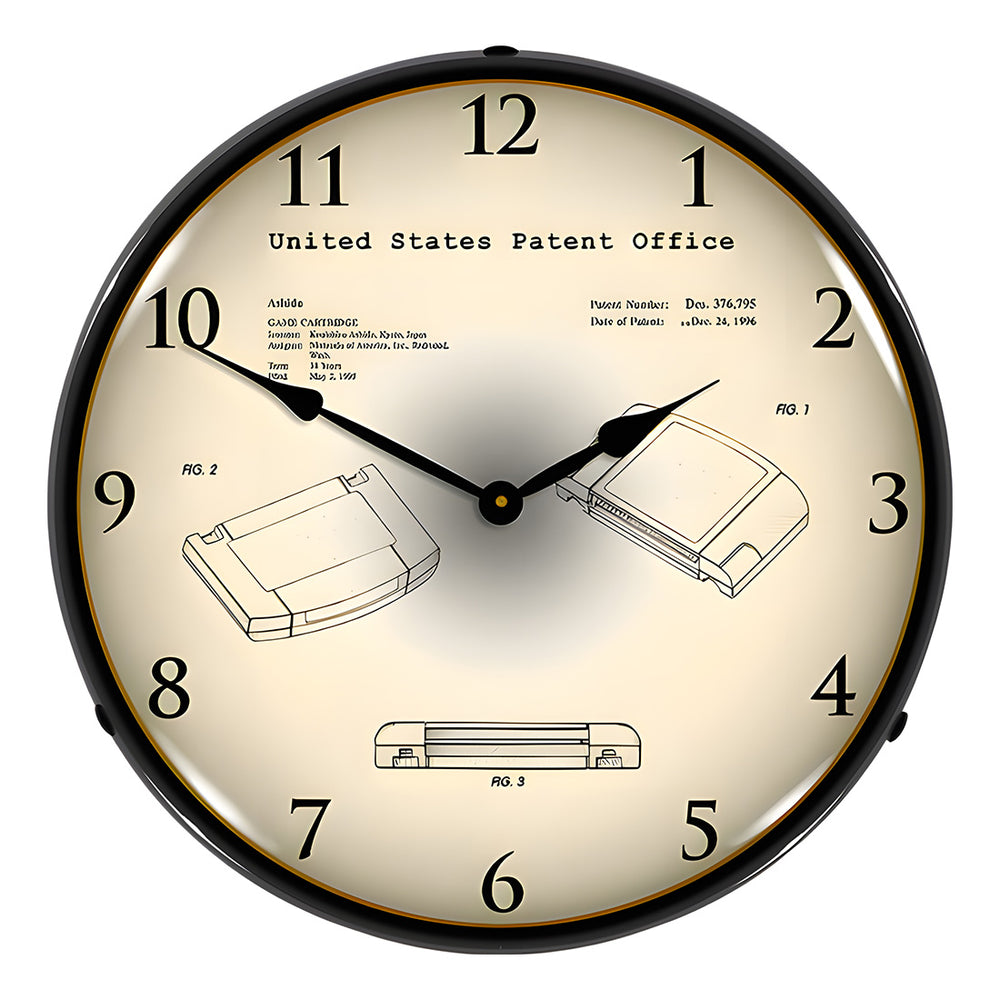 Collectable Sign and Clock 1995 Nintendo 64 Game Cartridge Patent Blueprint Backlit Wall Clock - Thumbnail 3