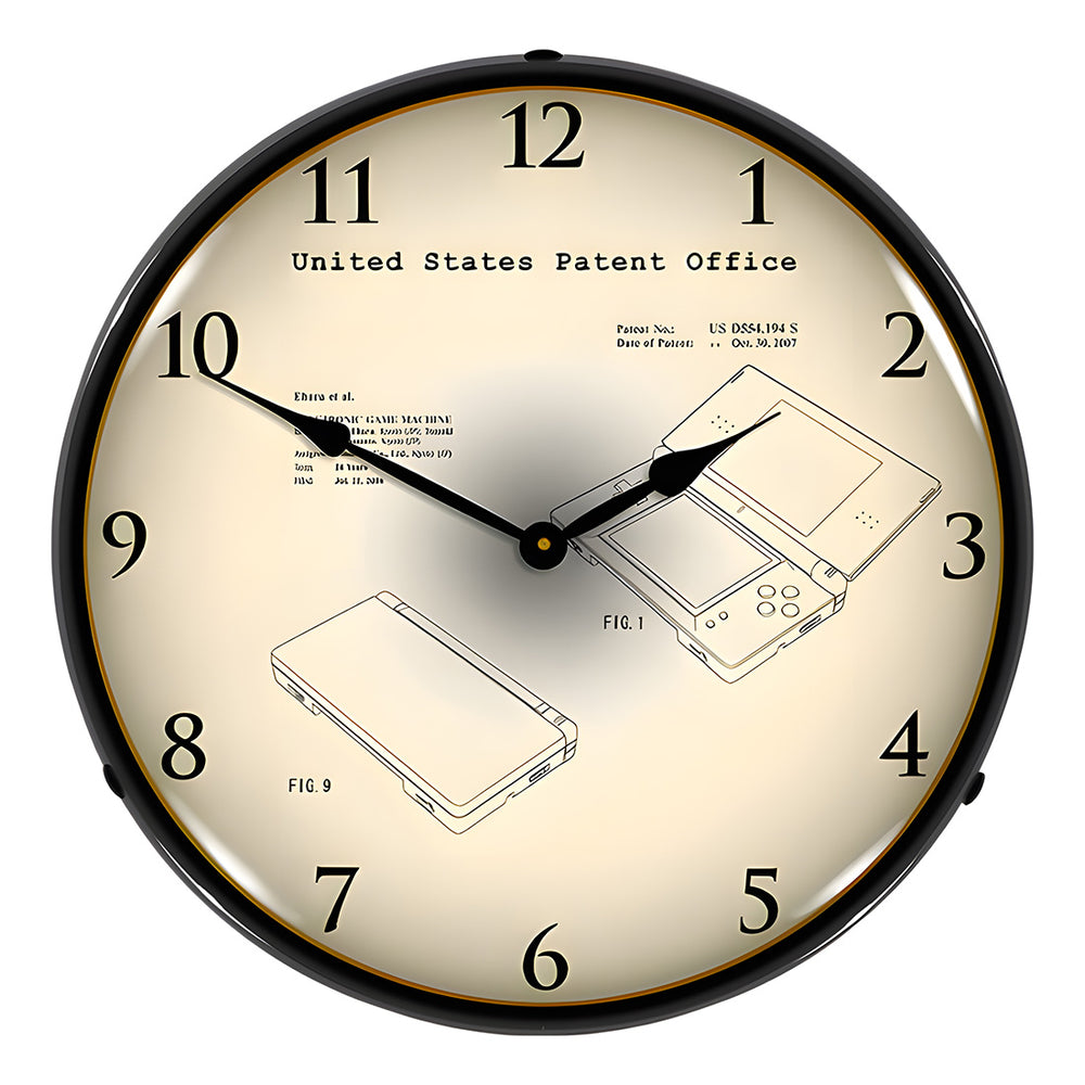 Collectable Sign and Clock 2006 Nintendo DS Patent Blueprint Backlit Wall Clock-22091355-Garage Giant