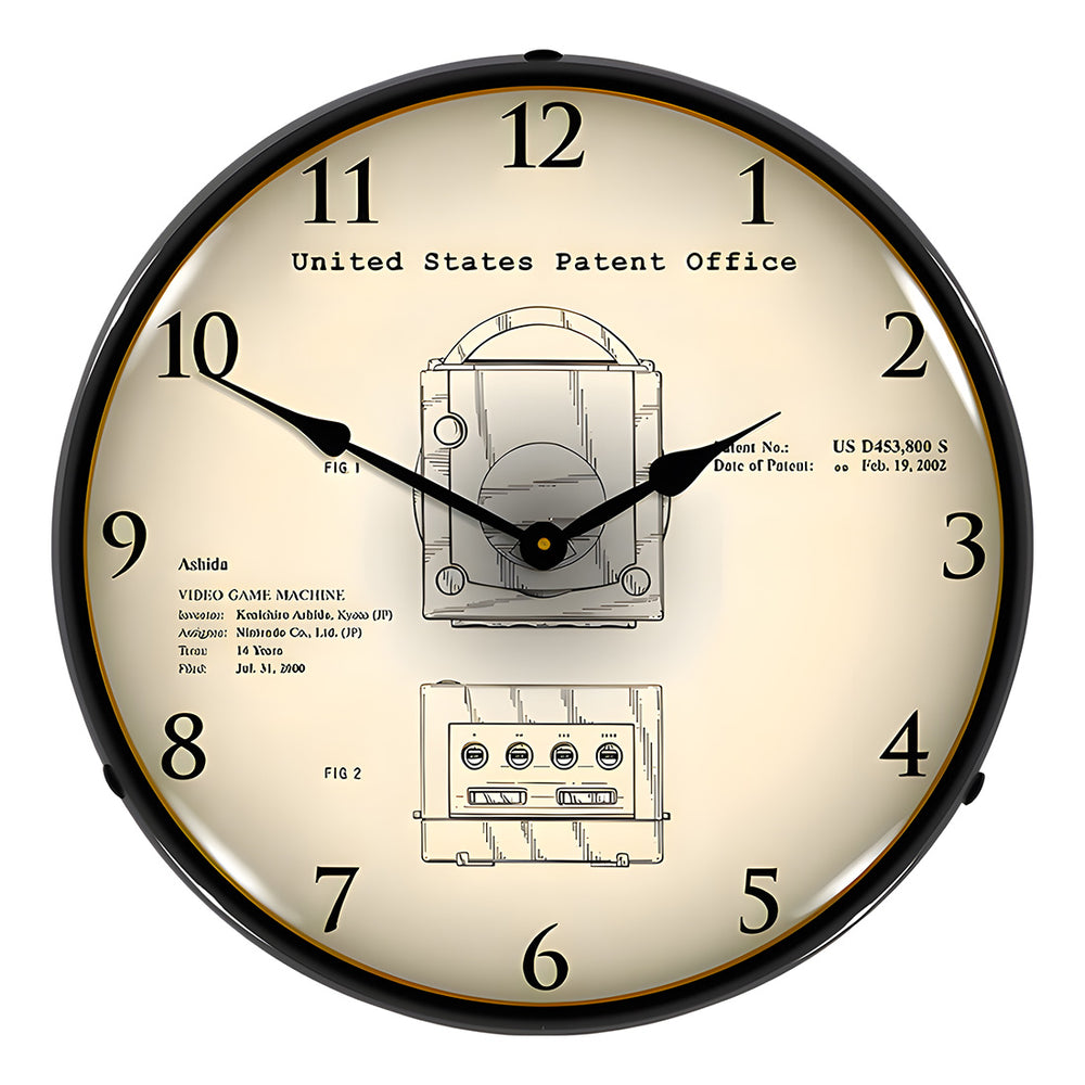 Collectable Sign and Clock 2000 Nintendo Gamecube Patent Blueprint Backlit Wall Clock-22091357-Garage Giant