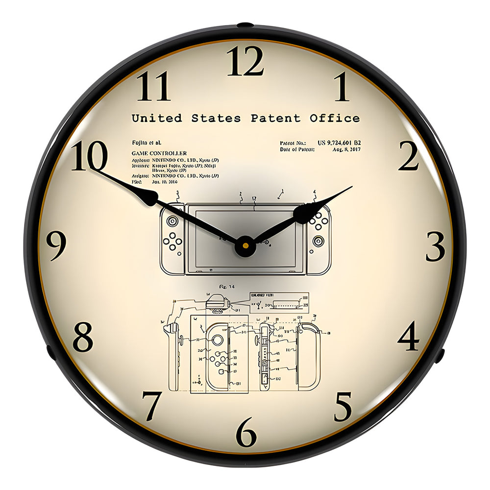 Collectable Sign and Clock 2016 Nintendo Switch Patent Blueprint Backlit Wall Clock-22091358-Garage Giant