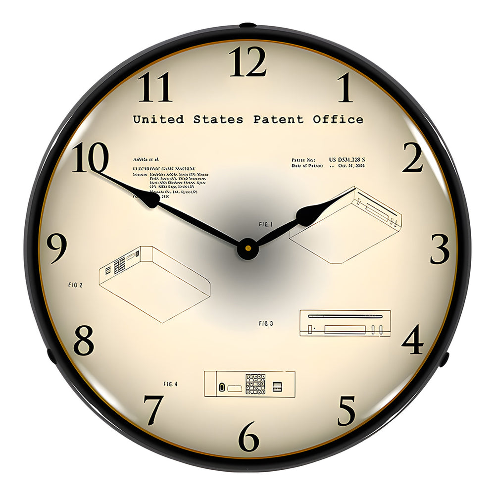 Collectable Sign and Clock 2005 Nintendo Wii Patent Blueprint Backlit Wall Clock-22091360-Garage Giant