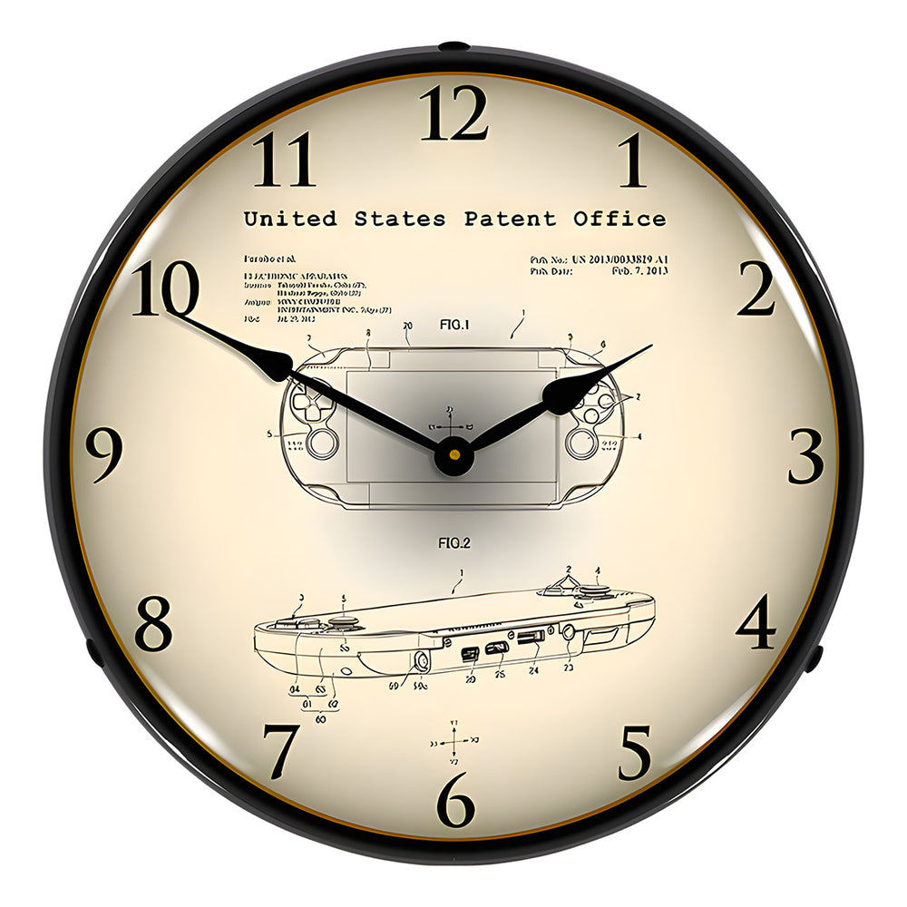 Collectable Sign and Clock 2012 Playstation Vita Patent Blueprint Backlit Wall Clock-22091362-Garage Giant
