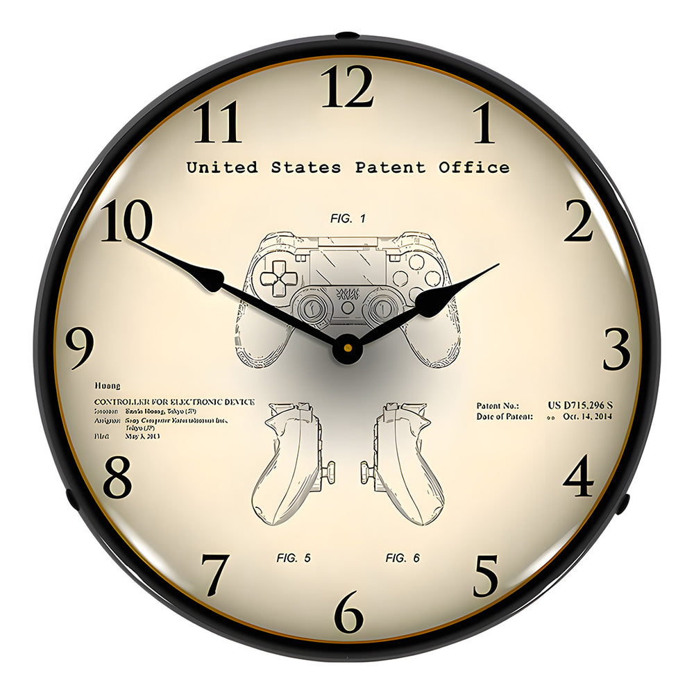 Collectable Sign and Clock 2013 PS4 Controller Patent Blueprint Backlit Wall Clock-22091363-Garage Giant