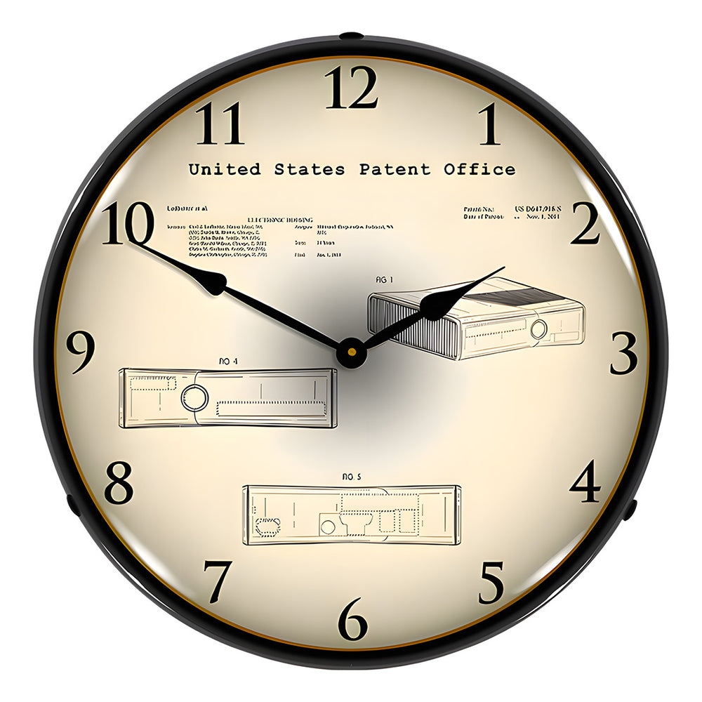 Collectable Sign and Clock 2010 Xbox 360 Patent Blueprint Backlit Wall Clock-22091370-Garage Giant