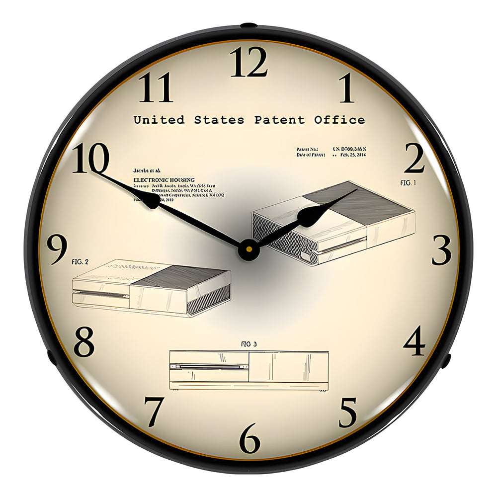Collectable Sign and Clock 2013 Xbox 1 Console Patent Blueprint Backlit Wall Clock-22091371-Garage Giant