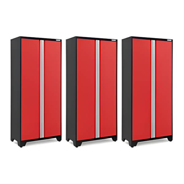 NewAge Garage Cabinets 3 x BOLD Series 36-Inch Red Locker-50220-3-Garage Giant