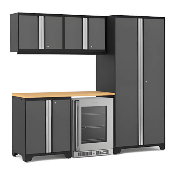NewAge Garage Cabinets PRO Series Platinum 6-Piece Set with Bamboo Top - Thumbnail 2