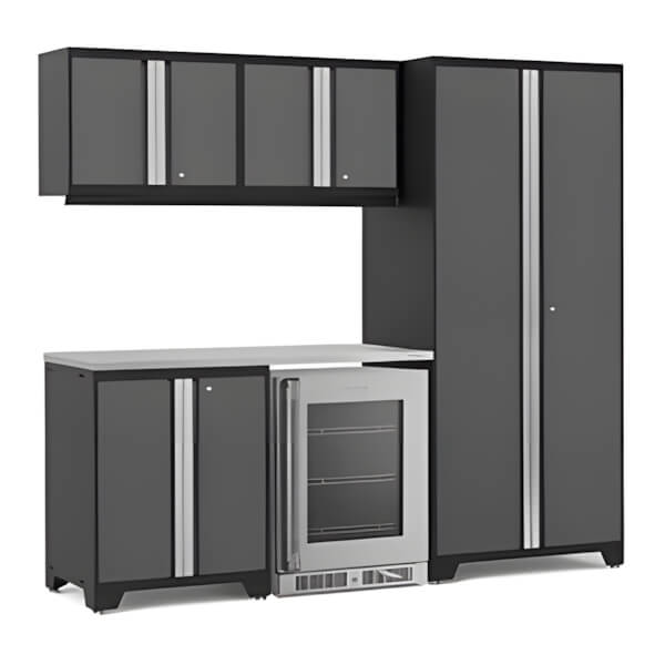NewAge Garage Cabinets PRO Series Grey 6-Piece Set with Stainless Steel Top-53042-Garage Giant