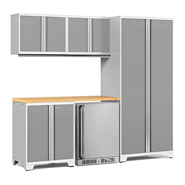 NewAge Garage Cabinets PRO Series Platinum 6-Piece Set with Bamboo Top-53040-Garage Giant