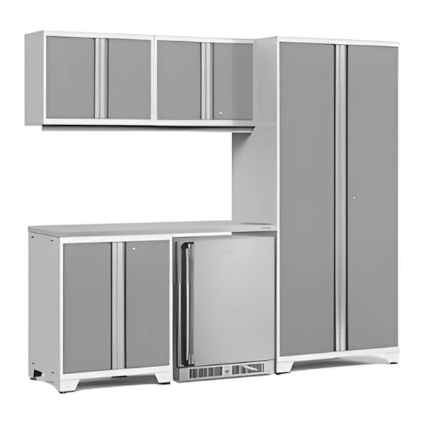 NewAge Garage Cabinets PRO Series Platinum 6-Piece Set with Stainless Steel Top-53036-Garage Giant