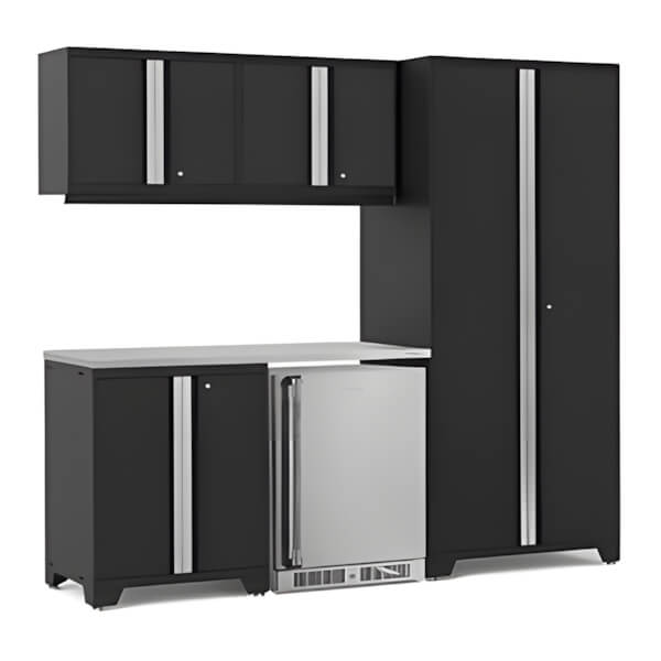 NewAge Garage Cabinets PRO Series Black 6-Piece Set with Bamboo Top-53037-Garage Giant