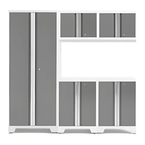 NewAge Garage Cabinets BOLD Series Platinum 5-Piece Set (No Countertop)-53225-Garage Giant