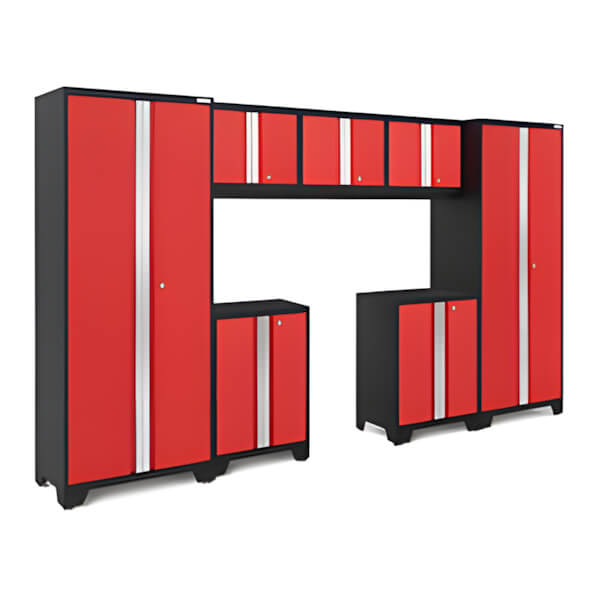 NewAge Garage Cabinets BOLD Series Red 7-Piece Set (No Countertop)-53222-Garage Giant