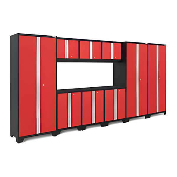 NewAge Garage Cabinets BOLD Series Red 9-Piece Set (No Countertop)-53224-Garage Giant