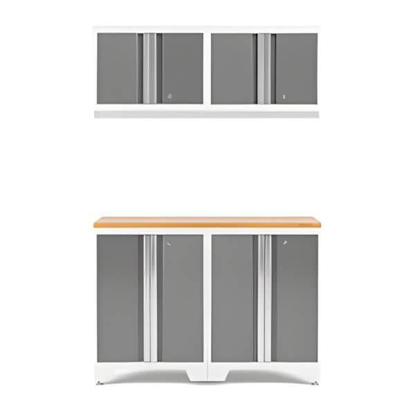 NewAge Garage Cabinets BOLD Series Platinum 5-Piece Set with Bamboo Top-51198-Garage Giant
