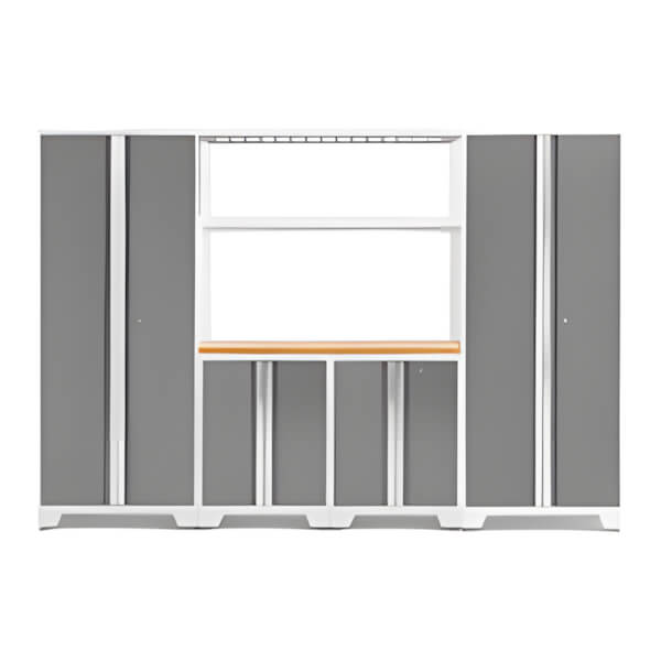 NewAge Garage Cabinets BOLD Series Platinum 6-Piece Set with Bamboo Worktop-52622-Garage Giant