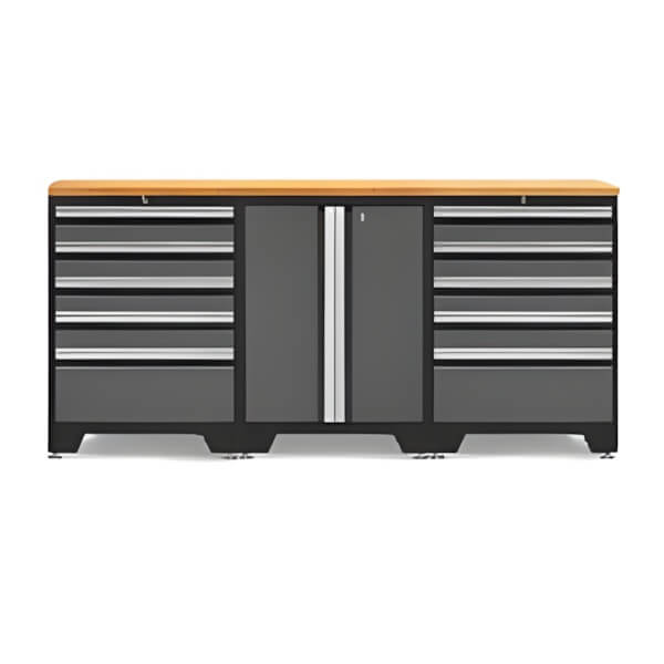 NewAge Garage Cabinets PRO Grey 4-Piece Workbench System with Bamboo Top-52002 + 52004 + 32284-Garage Giant