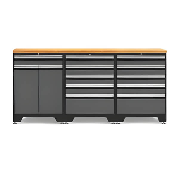 NewAge Garage Cabinets PRO Grey 4-Piece Garage Cabinet Set with Bamboo Top-52004 + 52003 + 32284-Garage Giant
