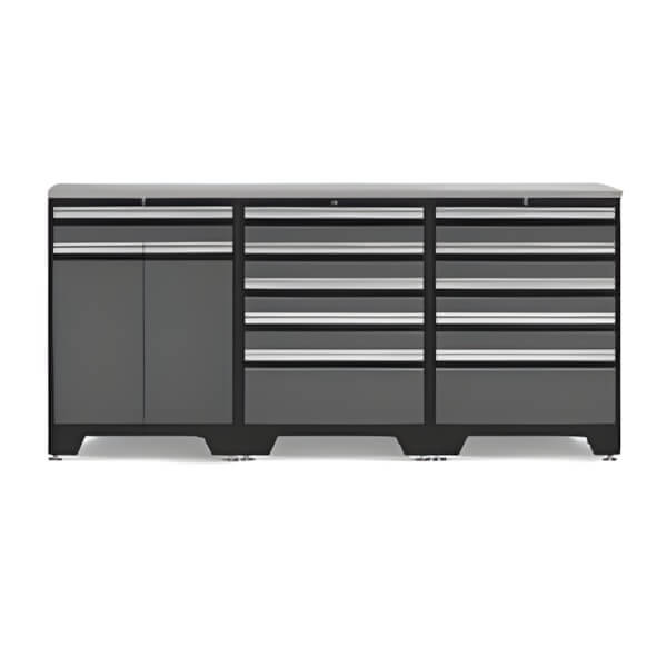 NewAge Garage Cabinets PRO Grey 4-Piece Garage Cabinet Set with Stainless Steel Top-52004 + 52003 + 36784-Garage Giant