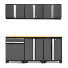 PRO Grey 7-Piece Workbench Setup with Bamboo Top - Garage Giant