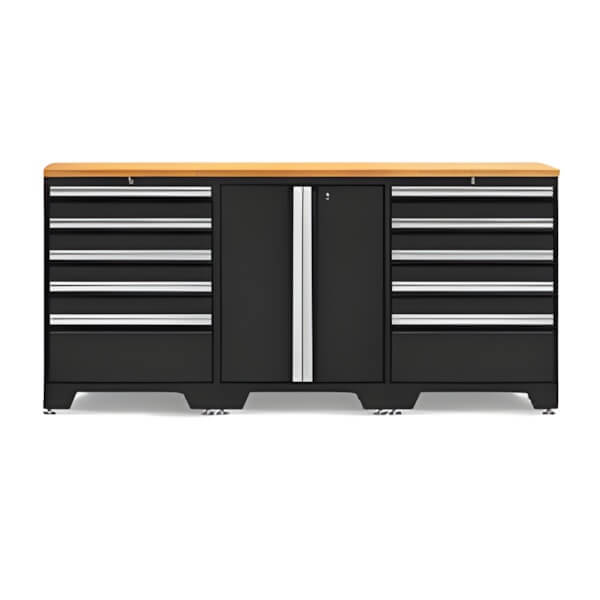 NewAge Garage Cabinets PRO Black 4-Piece Workbench System with Bamboo Top-52802 + 52804 + 32284-Garage Giant