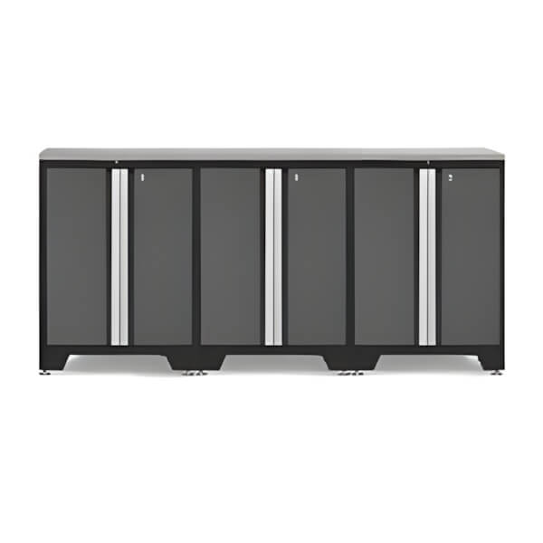 NewAge Garage Cabinets PRO Grey 4-Piece Work Station with Stainless Steel Top-52002 + 36784-Garage Giant