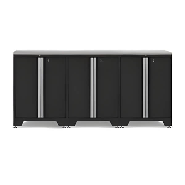 NewAge Garage Cabinets PRO Black 4-Piece Work Station with Stainless Steel Top-52802 + 36784-Garage Giant