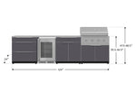 NewAge Outdoor Kitchens Aluminum 7-Piece Cabinet Set with 3-Drawer, Bar, Grill Cabinet, Performance Grill, Countertops and Fridge-66553-Garage Giant 