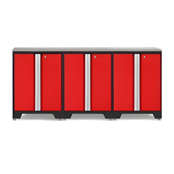 NewAge Garage Cabinets PRO Red 4-Piece Work Station with Stainless Steel Top-52202 + 36784-Garage Giant
