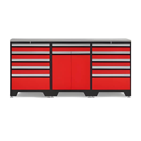NewAge Garage Cabinets PRO Red 4-Piece Garage Cabinet Set with Stainless Steel Top-52203 + 52204 + 36784-Garage Giant