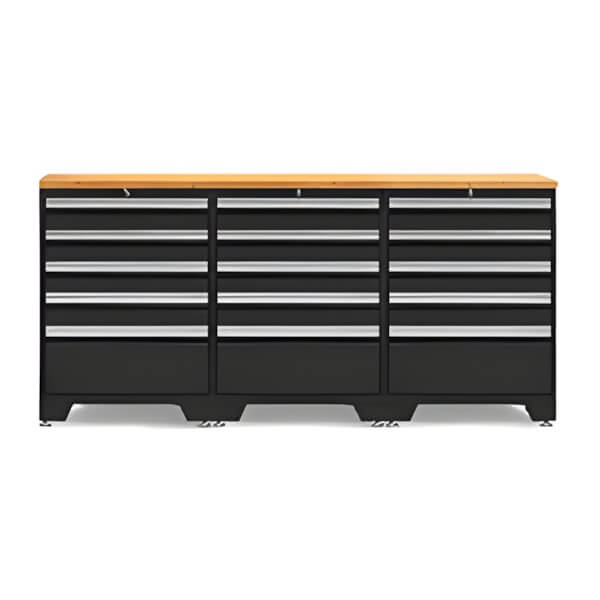 NewAge Garage Cabinets PRO Black 4-Piece Workbench Set with Bamboo Top