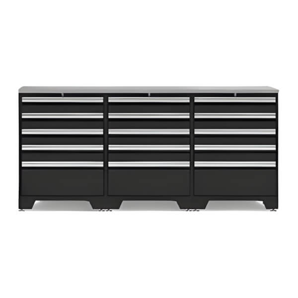 NewAge Garage Cabinets PRO Black 4-Piece Workbench Set with Stainless Steel Top-52804 + 36784-Garage Giant