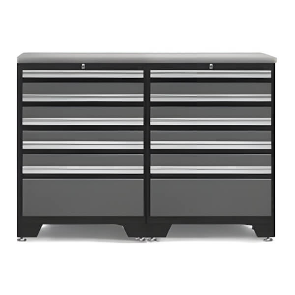 NewAge Garage Cabinets PRO Grey 3-Piece Workbench System with Stainless Steel Top-52004 + 36756-Garage Giant
