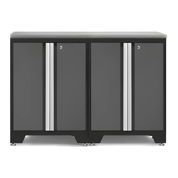NewAge Garage Cabinets PRO Grey 3-Piece Workbench Setup with Stainless Steel Top-52002 + 36756-Garage Giant