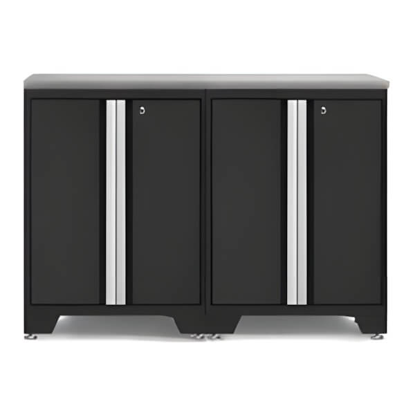 NewAge Garage Cabinets PRO Black 3-Piece Work Station with Stainless Steel Top-52802 + 36756-Garage Giant