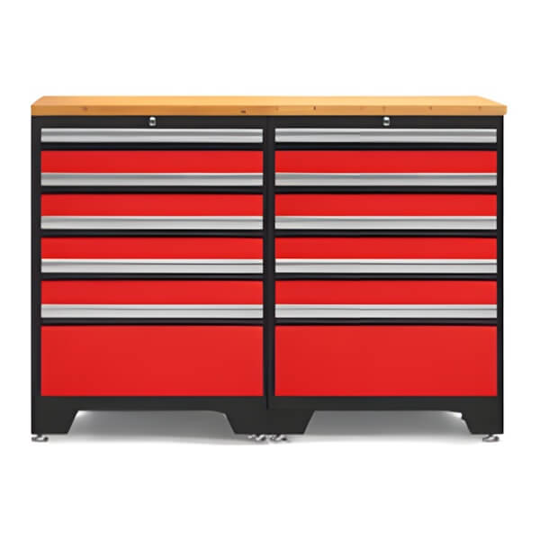 NewAge Garage Cabinets PRO Red 3-Piece Workbench Set with Bamboo Top-52204 + 32257-Garage Giant