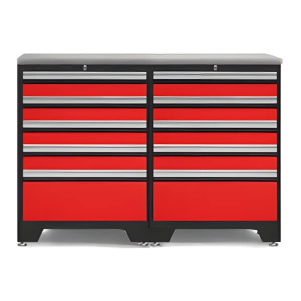 NewAge Garage Cabinets PRO Red 3-Piece Garage Cabinet Set with Stainless Steel Top-52204 + 36756-Garage Giant