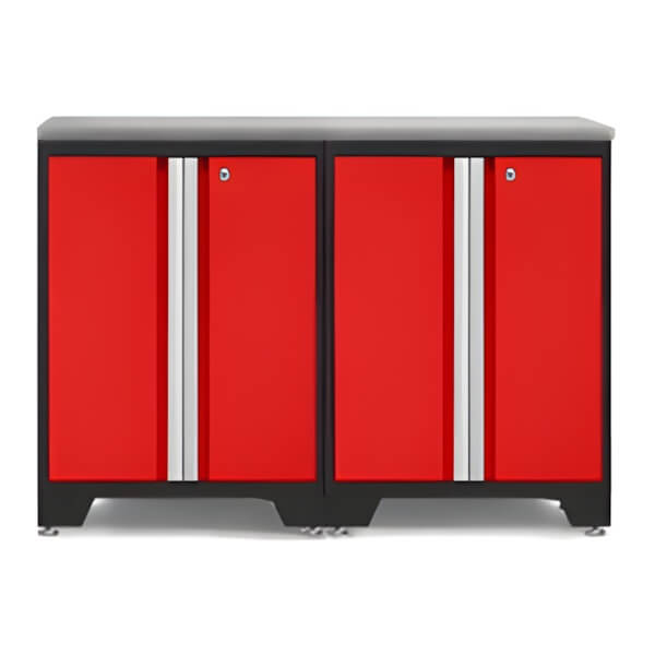 NewAge Garage Cabinets PRO Red 3-Piece Work Station with Stainless Steel Top-52202 + 36756-Garage Giant