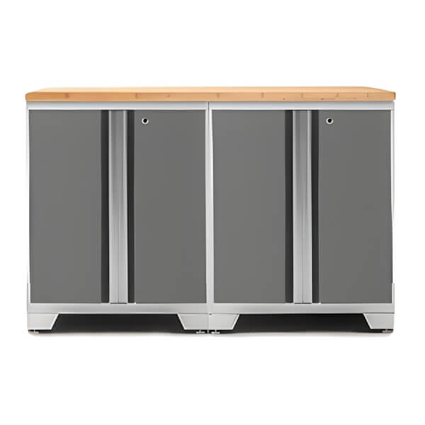 NewAge Garage Cabinets PRO Platinum 3-Piece Work Station with Bamboo Top-52402 + 32257-Garage Giant